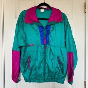 Vintage Women's Columbia Intertrainer Windbreaker Size Large Color Block